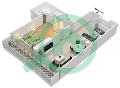 المخططات الطابقية لتصميم الوحدة 506 شقة 1 غرفة نوم - مارينا باي من داماك