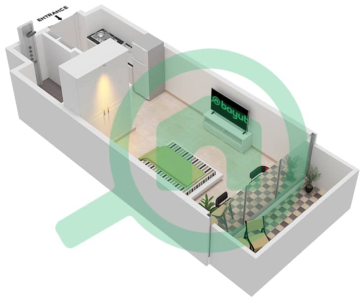 Alexis Tower - Studio Apartment Type B Floor plan interactive3D