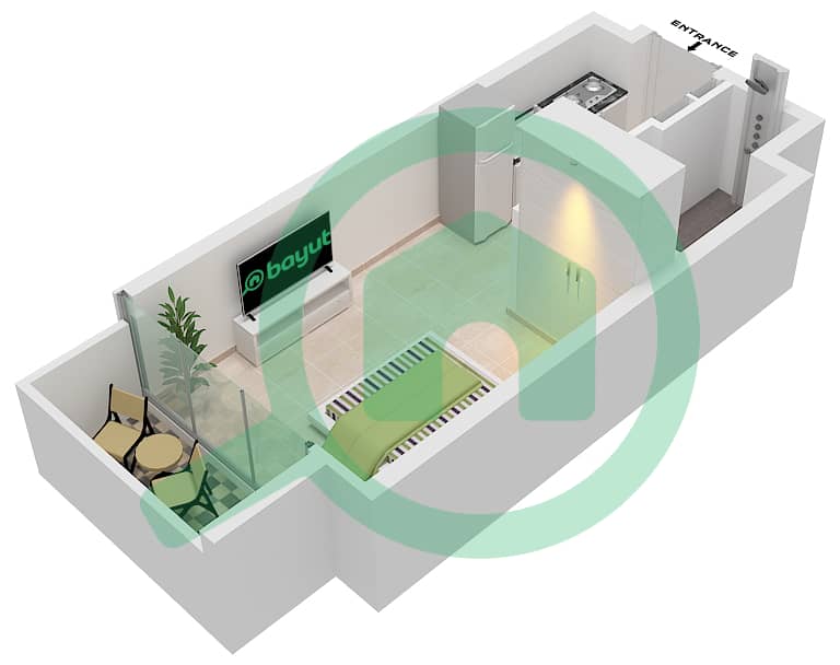 Alexis Tower - Studio Apartment Type E Floor plan interactive3D