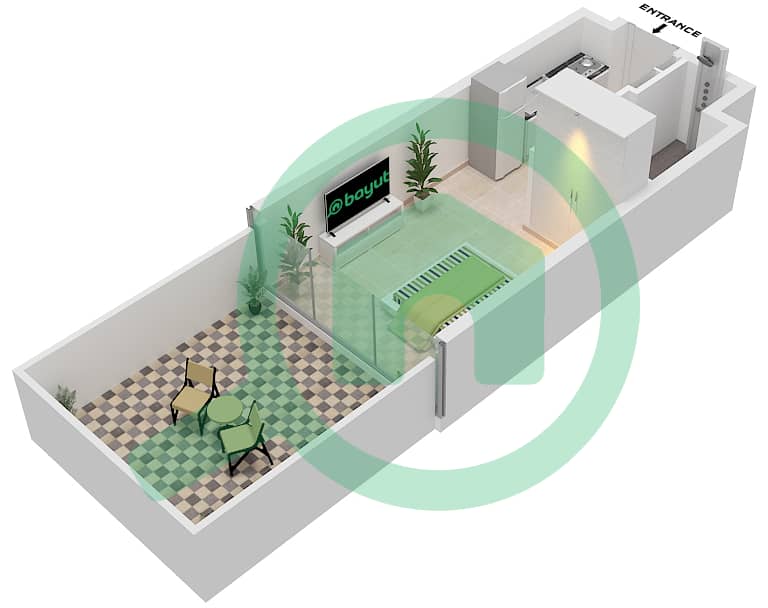 Alexis Tower - Studio Apartment Type G Floor plan interactive3D