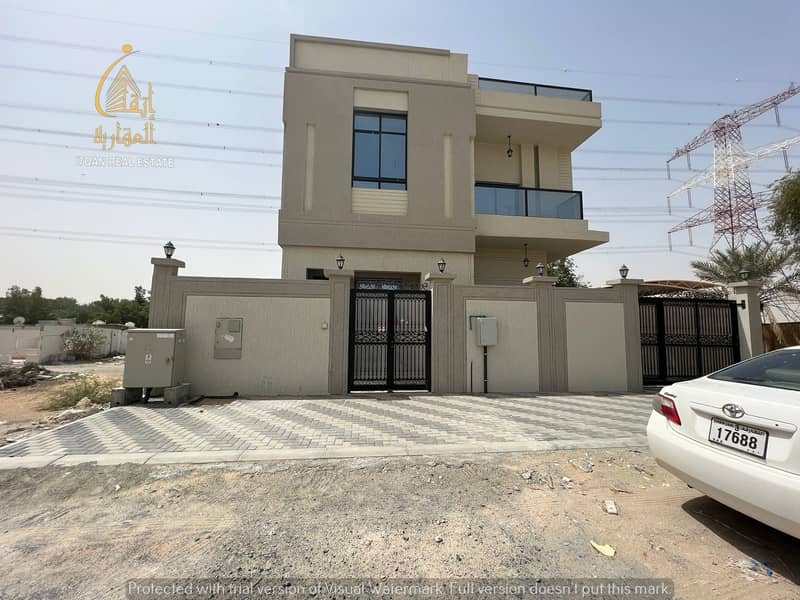 New villa, the first inhabitant for rent, in the Yasmine area, with a very special location, a very distinctive design, super deluxe finishing, vercy