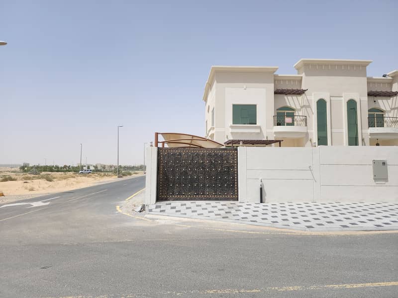 Brand new corner 5BR villa in Al Seyouh Close to Nasma residence rent 100k