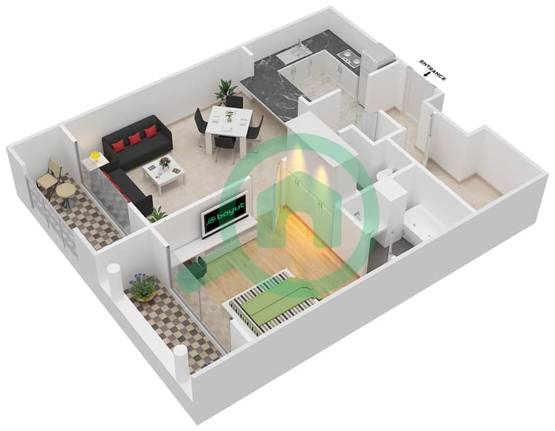 المخططات الطابقية لتصميم التصميم 03/FLOOR 2 شقة 1 غرفة نوم - تانارو Floor 2 interactive3D