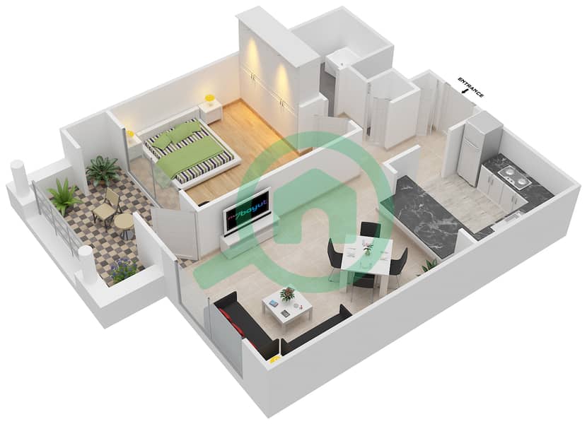 塔纳罗 - 1 卧室公寓套房02/FLOOR 7戶型图 Floor 7 interactive3D