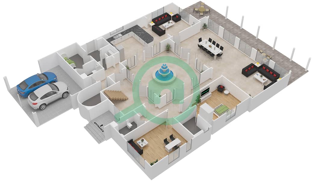 المخططات الطابقية لتصميم النموذج 1 فیلا 5 غرف نوم - فلل ماربيا Ground Floor interactive3D
