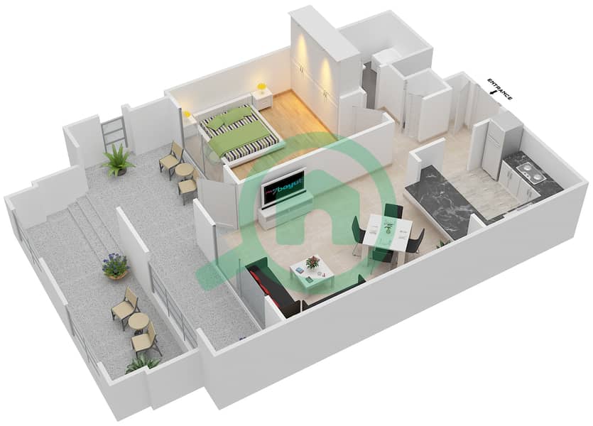 المخططات الطابقية لتصميم التصميم 09/FLOOR 1 شقة 1 غرفة نوم - تانارو Floor 1 interactive3D