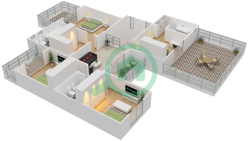 The Meadows 3 - 5 Bedroom Villa Type 10 Floor plan First Floor interactive3D