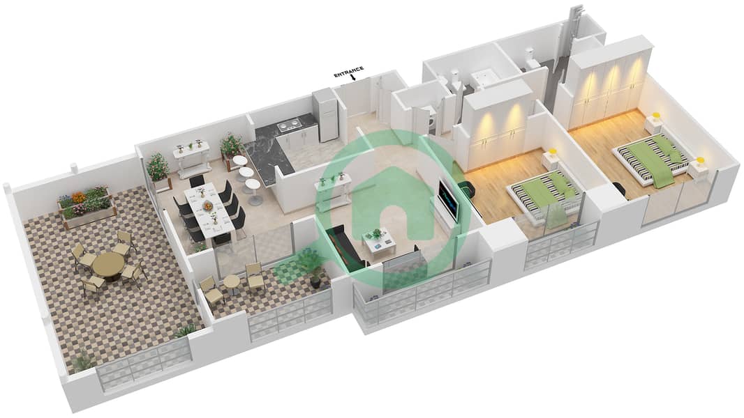 Танаро - Апартамент 2 Cпальни планировка Гарнитур, анфилиада комнат, апартаменты, подходящий 02/FLOOR 17 Floor 17 interactive3D