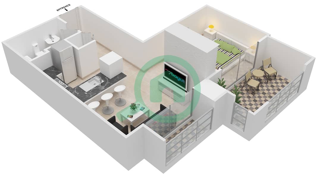 Tanaro - Studio Apartment Suite 06/FLOOR 2-6 Floor plan Floor 2-6 interactive3D