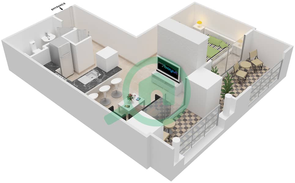 塔纳罗 - 单身公寓套房15/FLOOR 2戶型图 Floor 2 interactive3D