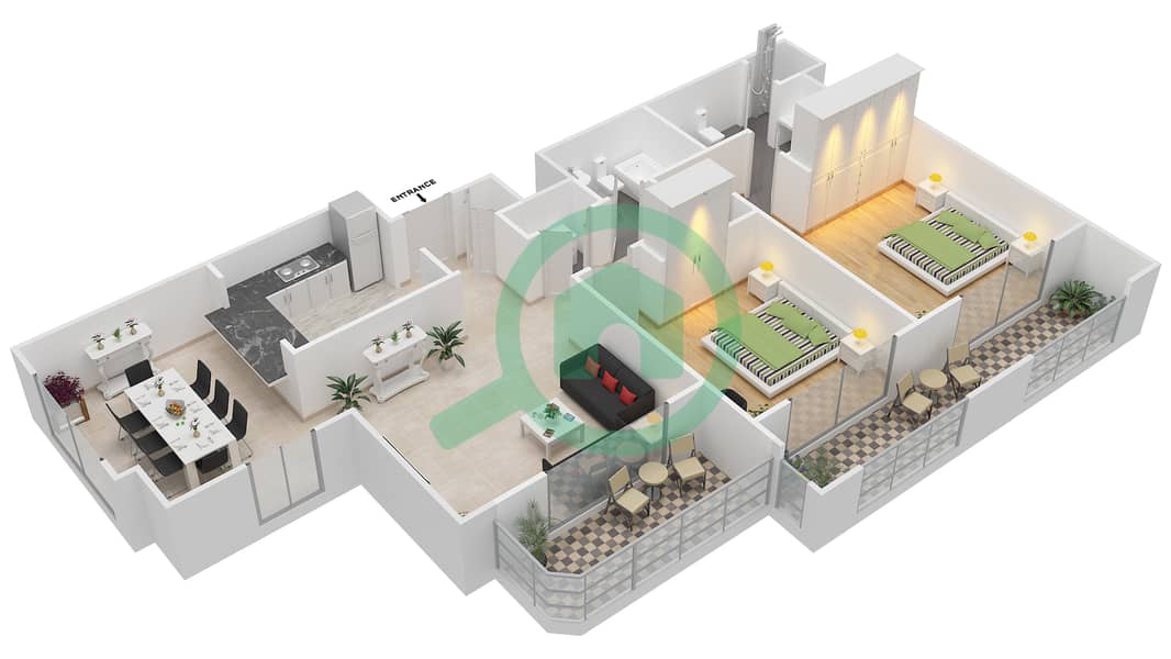 Tanaro - 2 Bedroom Apartment Suite 04/FLOOR 2-6 Floor plan Floor 2-6 interactive3D