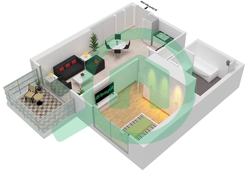 The St. Regis Downtown - 1 Bedroom Apartment Type/unit A-UNIT-6,7-FLOOR 4-20 Floor plan Floor 4-20 interactive3D