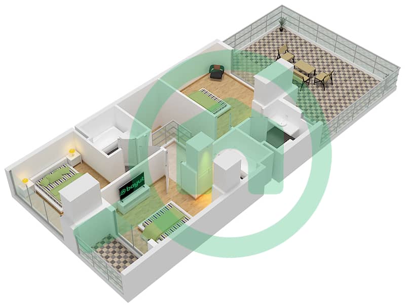 Пацифика - Таунхаус 4 Cпальни планировка Тип XR4-M14 First Floor interactive3D