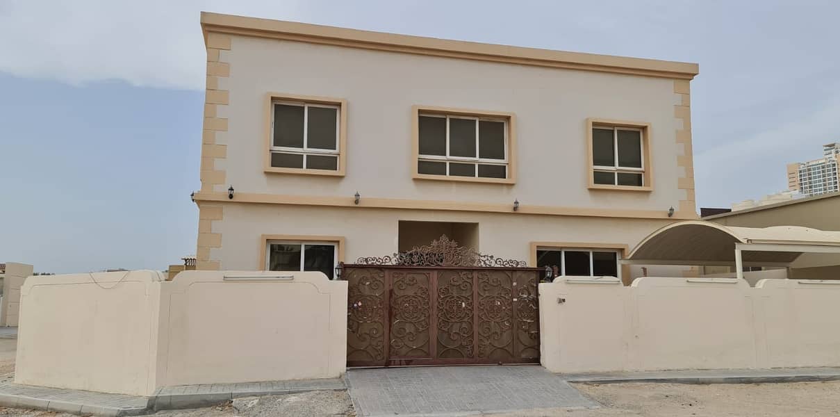 For rent a two-storey villa with air conditioners in Sharjah, Al Mirqab, a corner, a great location