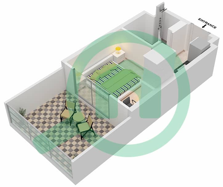 المخططات الطابقية لتصميم الوحدة 5-FLOOR 2 شقة استوديو - برج ميرانو Floor 2 interactive3D