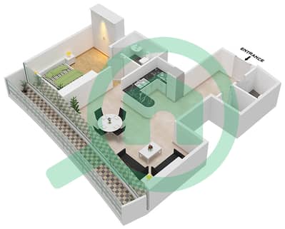 المخططات الطابقية لتصميم الوحدة 513 شقة 1 غرفة نوم - مارينا باي من داماك