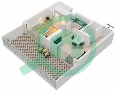 Мерано Тауэр - Апартамент 1 Спальня планировка Единица измерения 6-FLOOR 2