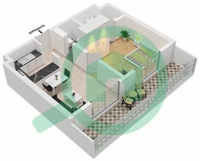 المخططات الطابقية لتصميم الوحدة 9,11-FLOOR 2 شقة 1 غرفة نوم - برج ميرانو