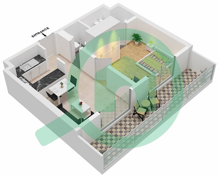 Merano Tower - 1 Bedroom Apartment Unit 9,11-FLOOR 2 Floor plan Floor 2 interactive3D