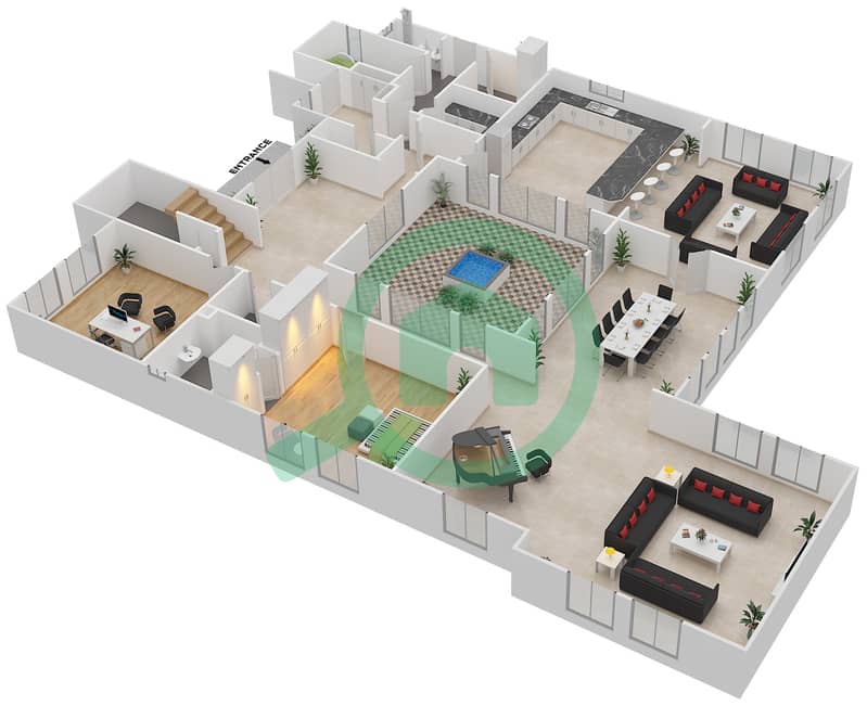 Mallorca - 6 Bedroom Villa Type 1 Floor plan Ground Floor interactive3D