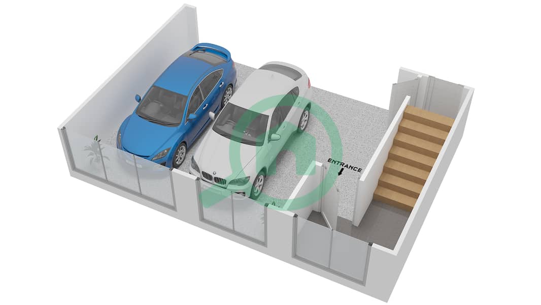 المخططات الطابقية لتصميم التصميم 3,5-8 فیلا 3 غرف نوم - فلل الغولف First Floor (Parking level) interactive3D