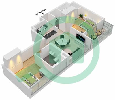 المخططات الطابقية لتصميم الوحدة 12,13-FLOOR 2,3-29 شقة 2 غرفة نوم - برج ميرانو