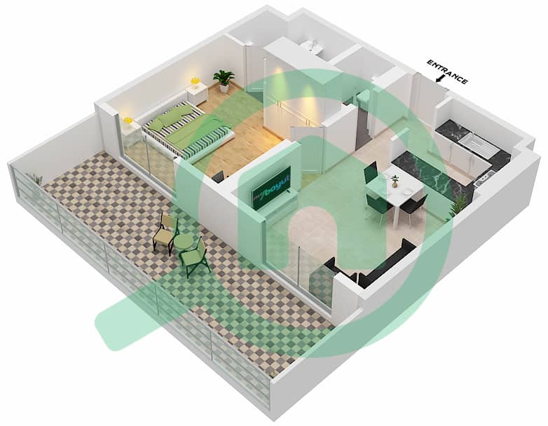 梅拉诺大厦 - 1 卧室公寓单位18-FLOOR 2戶型图 Floor 2 interactive3D