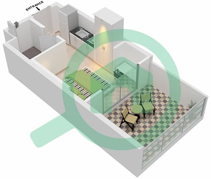 Merano Tower - Studio Apartment Unit 19-FLOOR 2 Floor plan Floor 2 interactive3D