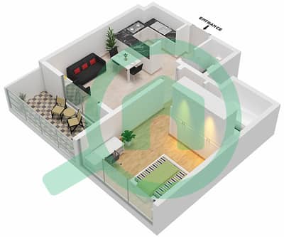 المخططات الطابقية لتصميم الوحدة 1-FLOOR 3-29 شقة 1 غرفة نوم - برج ميرانو