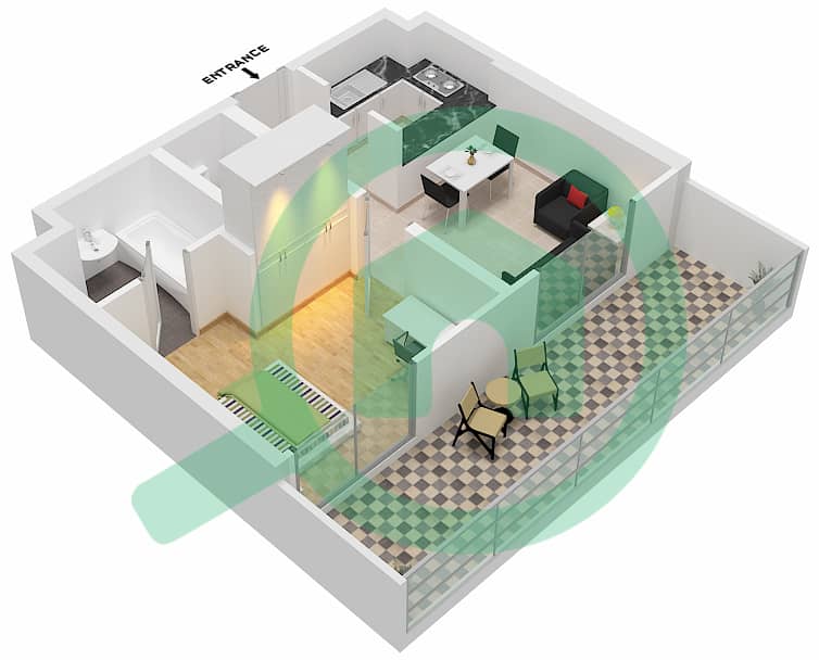 Мерано Тауэр - Апартамент 1 Спальня планировка Единица измерения 2-FLOOR 3-29 Floor 3-29 interactive3D