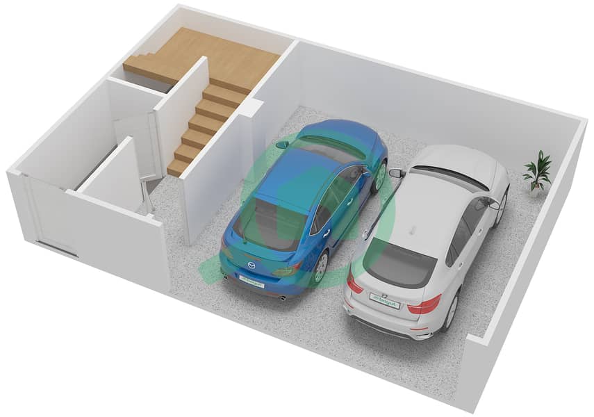 المخططات الطابقية لتصميم التصميم 1 فیلا 3 غرف نوم - فلل الغولف Ground Floor (Parking Level) interactive3D