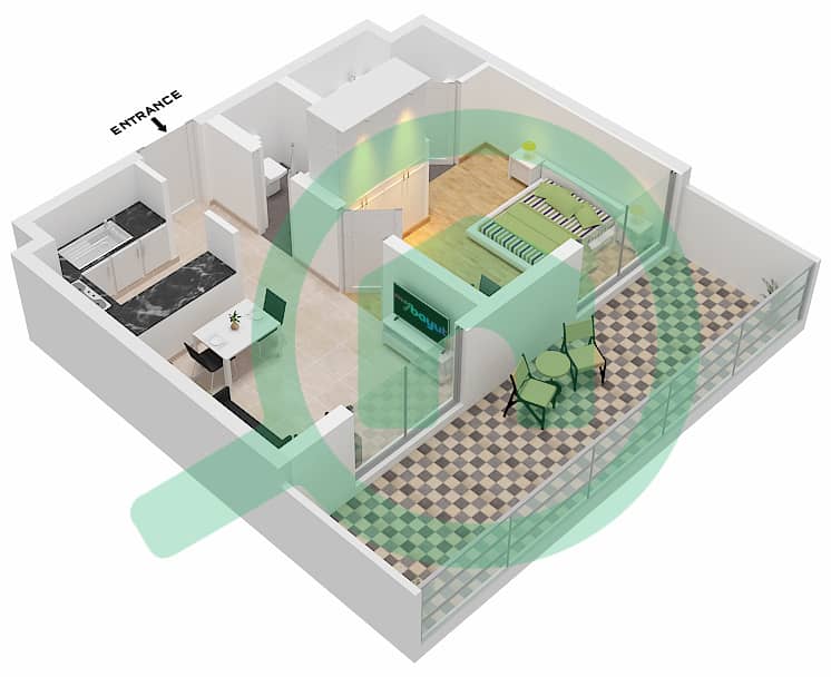 المخططات الطابقية لتصميم الوحدة 3-FLOOR 3-29 شقة 1 غرفة نوم - برج ميرانو Floor 3-29 interactive3D