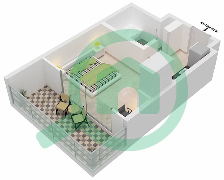 المخططات الطابقية لتصميم الوحدة 4-FLOOR 3-29 شقة استوديو - برج ميرانو Floor 3-29 interactive3D
