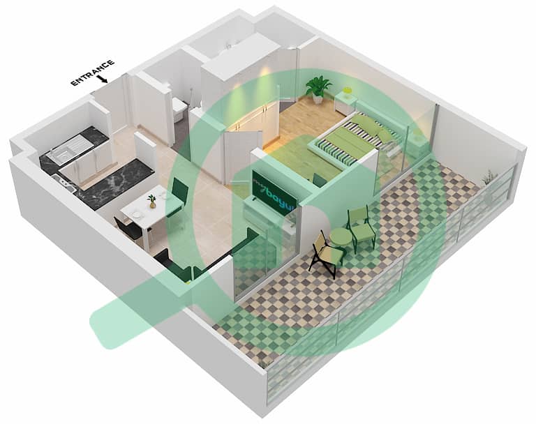 梅拉诺大厦 - 1 卧室公寓单位5-FLOOR 3-29戶型图 Floor 3-29 interactive3D