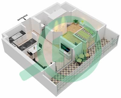المخططات الطابقية لتصميم الوحدة 10-FLOOR 3-29 شقة 1 غرفة نوم - برج ميرانو