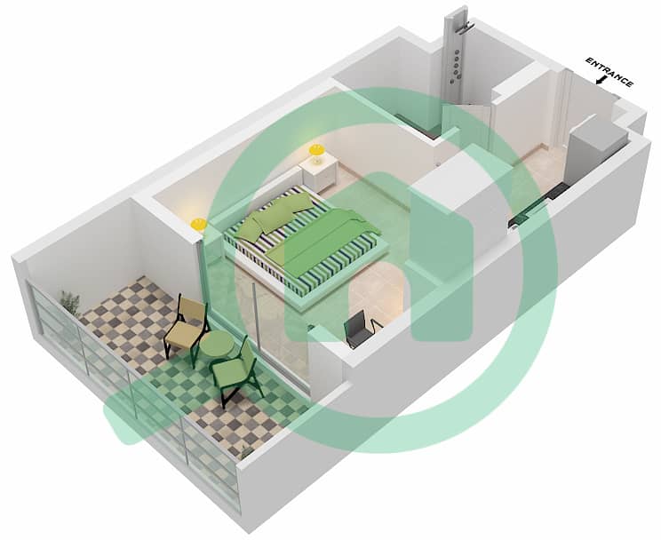 Мерано Тауэр - Апартамент Студия планировка Единица измерения 20-FLOOR 3-29 Floor 3-29 interactive3D