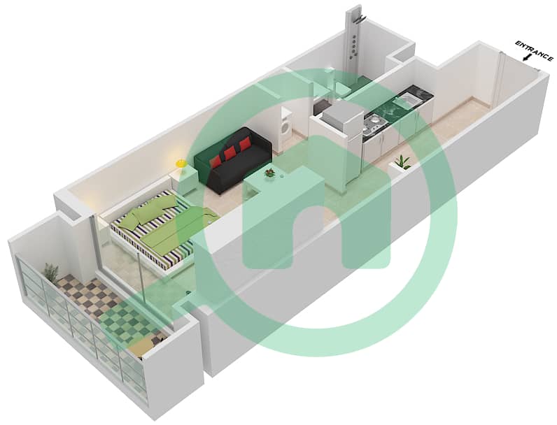 المخططات الطابقية لتصميم النموذج / الوحدة S2/1FLOOR 1-3 شقة استوديو - بانثيون إليزيه I Floor-1-3 interactive3D