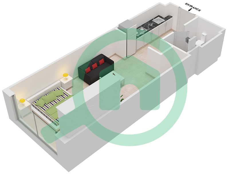 المخططات الطابقية لتصميم النموذج / الوحدة S4/3 FLOOR-1 شقة استوديو - بانثيون إليزيه I Floor-1 interactive3D