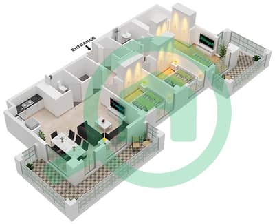 المخططات الطابقية لتصميم الوحدة 08-FLOOR 2-9 شقة 3 غرف نوم - لوتس