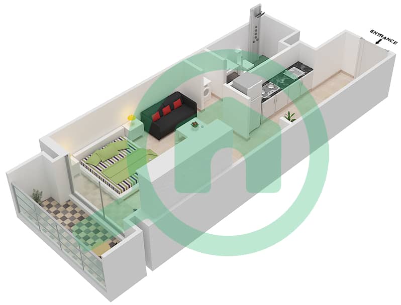 المخططات الطابقية لتصميم النموذج / الوحدة S2/7 FLOOR-1-3 شقة استوديو - بانثيون إليزيه I Floor-1-3 interactive3D