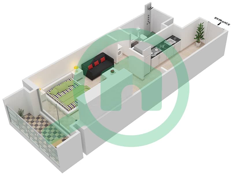 المخططات الطابقية لتصميم النموذج / الوحدة S2/18 FLOOR-1 شقة استوديو - بانثيون إليزيه I interactive3D