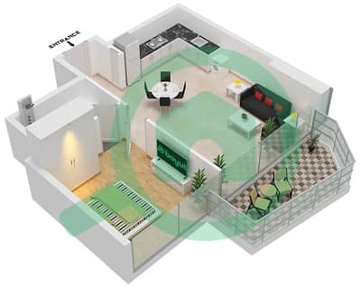 المخططات الطابقية لتصميم النموذج / الوحدة D-UNIT 2-FLOOR 26-48 شقة 1 غرفة نوم - بنينسولا ثري