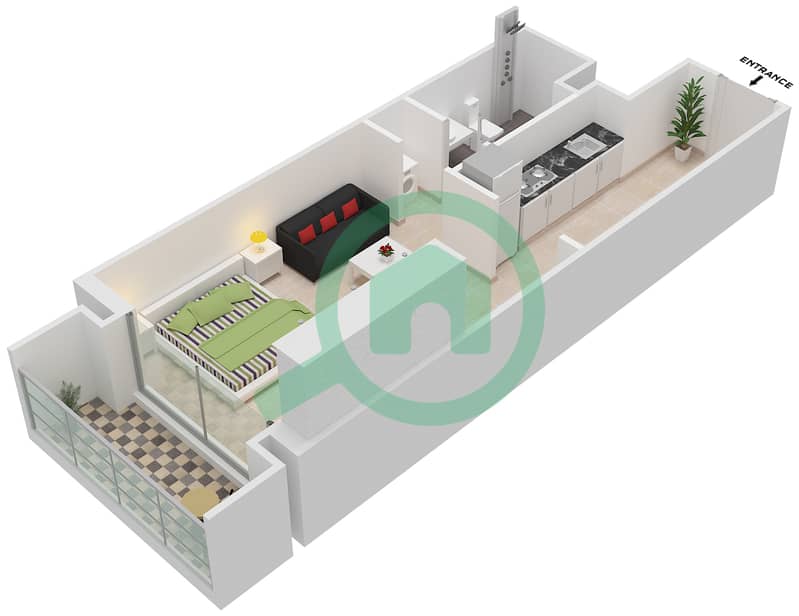 万神殿爱丽舍公寓 - 单身公寓类型／单位S2/56 FLOOR-1-3戶型图 Floor-1-3 interactive3D