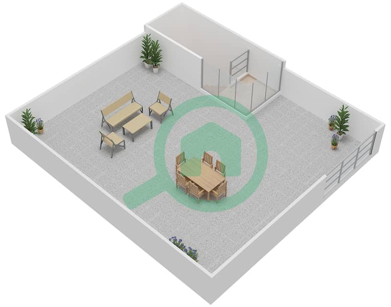 المخططات الطابقية لتصميم النموذج B شقة 3 غرف نوم - برج بانوراما 3 Roof interactive3D