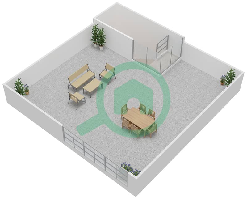 المخططات الطابقية لتصميم النموذج A شقة 3 غرف نوم - برج بانوراما 3 Roof interactive3D