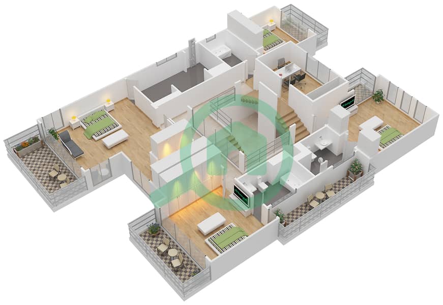 Sanctuary Falls - 5 Bedroom Villa Type A Floor plan First Floor interactive3D