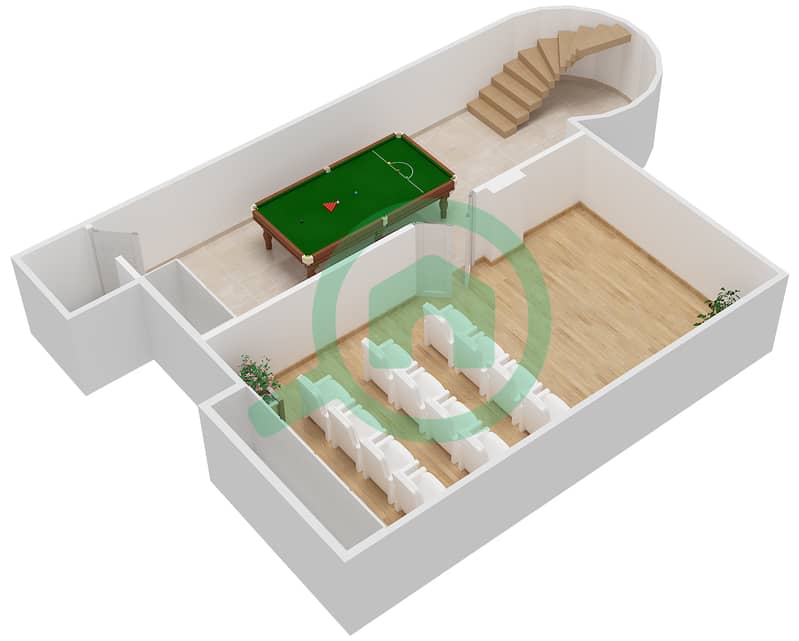 المخططات الطابقية لتصميم النموذج H فیلا 6 غرف نوم - شلالات الراحة Basement interactive3D