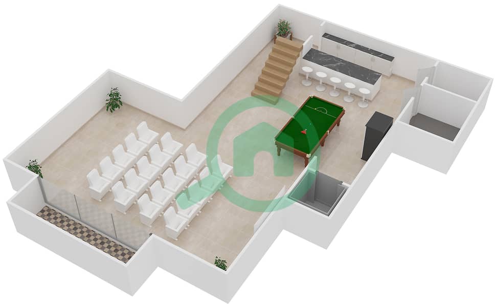 Санкчуари Фолс - Вилла 5 Cпальни планировка Тип K Basement interactive3D