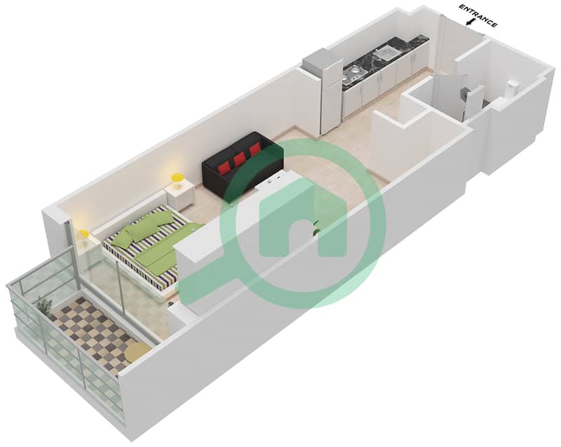 المخططات الطابقية لتصميم النموذج / الوحدة S3/57 FLOOR-1 شقة استوديو - بانثيون إليزيه I Floor-1 interactive3D