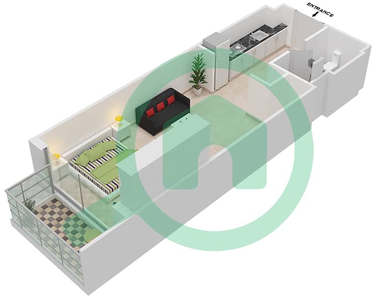 المخططات الطابقية لتصميم النموذج / الوحدة S3/1 GROUND FLOOR شقة استوديو - بانثيون إليزيه I Floor-G interactive3D